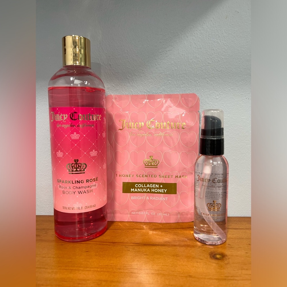 JUICY COUTURE 3 Piece Gift Set Body Wash, Face Mask & Body Oil NEW NEVER USED